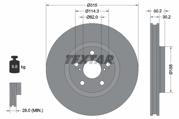 92185603 TEXTAR Тормозной диск (фото 1)