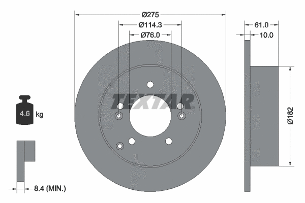 92185803 TEXTAR Тормозной диск (фото 1)