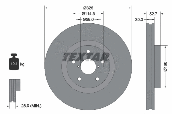 92194303 TEXTAR Тормозной диск (фото 1)