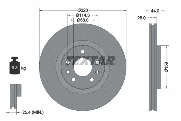 92195403 TEXTAR Тормозной диск (фото 1)