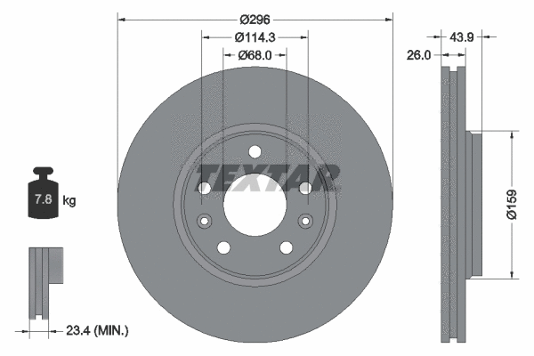 92195603 TEXTAR Тормозной диск (фото 1)