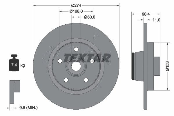 92196200 TEXTAR Тормозной диск (фото 1)
