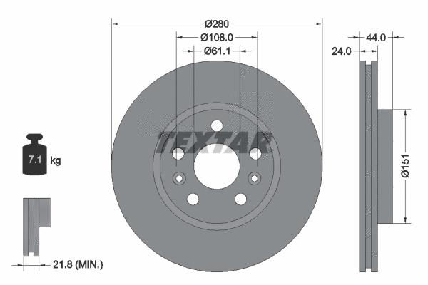 92196803 TEXTAR Тормозной диск (фото 1)