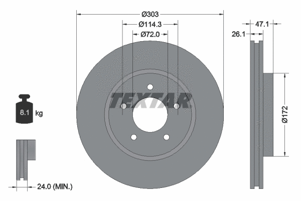 92197703 TEXTAR Тормозной диск (фото 1)
