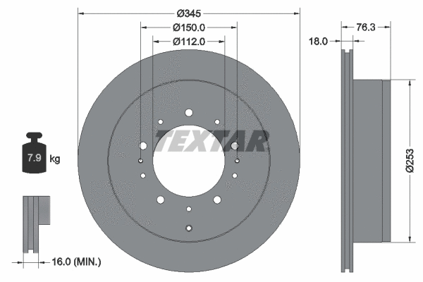 92198500 TEXTAR Тормозной диск (фото 1)
