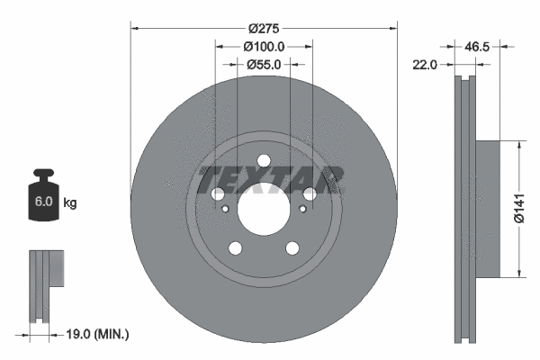 92199300 TEXTAR Тормозной диск (фото 1)