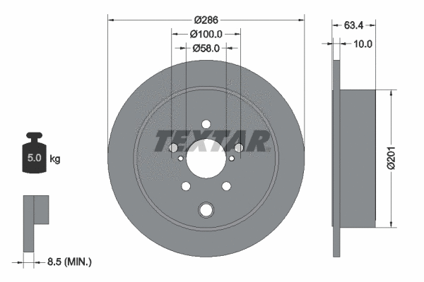 92200000 TEXTAR Тормозной диск (фото 1)
