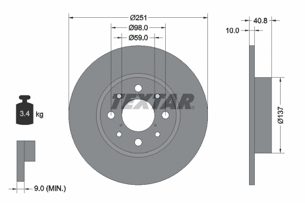 92202303 TEXTAR Тормозной диск (фото 1)