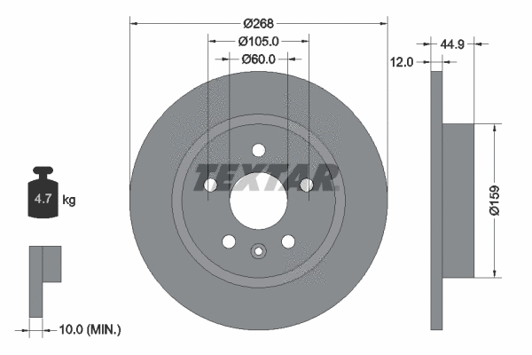 92205503 TEXTAR Тормозной диск (фото 1)