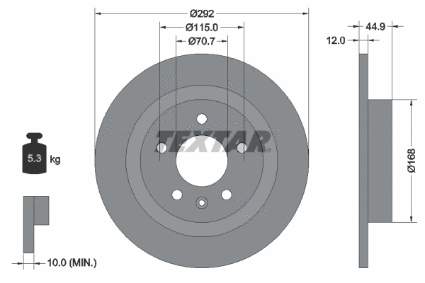 92205703 TEXTAR Тормозной диск (фото 1)