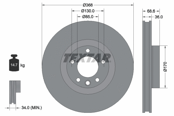 92213605 TEXTAR Тормозной диск (фото 1)