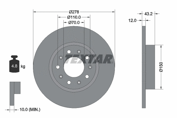92221000 TEXTAR Тормозной диск (фото 1)