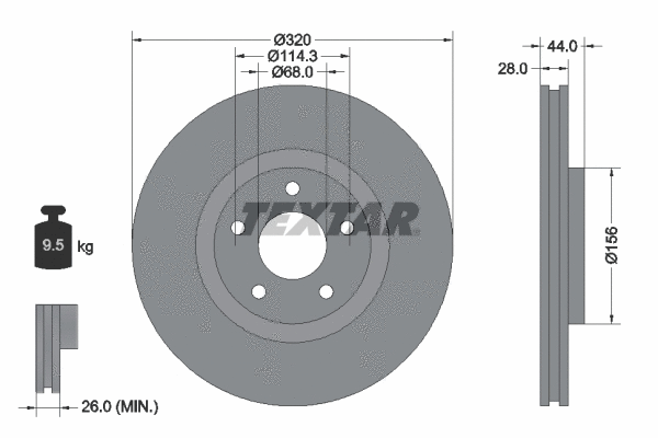 92222003 TEXTAR Тормозной диск (фото 1)