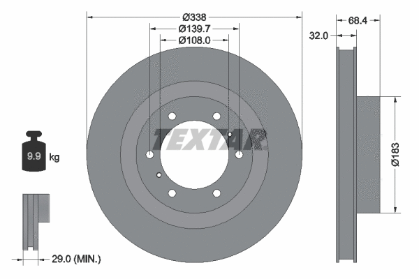 92223900 TEXTAR Тормозной диск (фото 1)