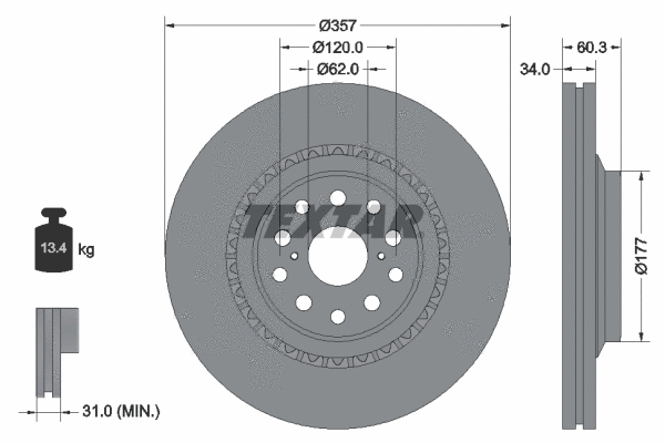 92224303 TEXTAR Тормозной диск (фото 1)
