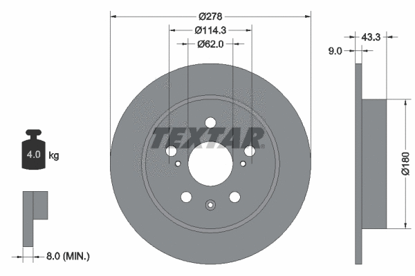 92225303 TEXTAR Тормозной диск (фото 1)