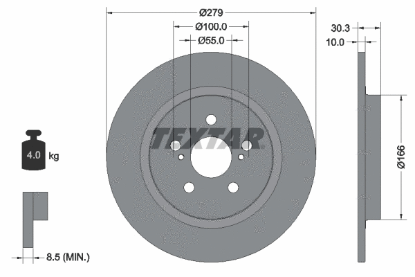 92228303 TEXTAR Тормозной диск (фото 1)