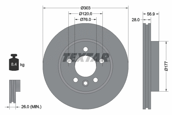 92228903 TEXTAR Тормозной диск (фото 1)