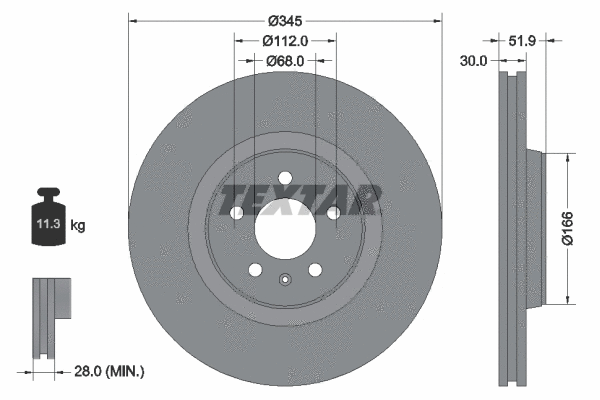 92229205 TEXTAR Тормозной диск (фото 1)
