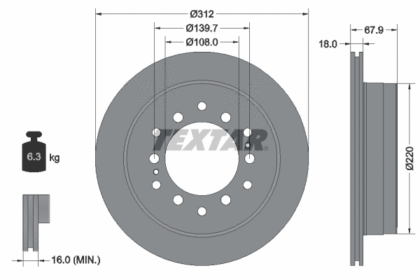 92231003 TEXTAR Тормозной диск (фото 1)