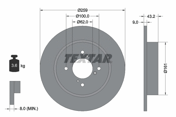 92231403 TEXTAR Тормозной диск (фото 1)