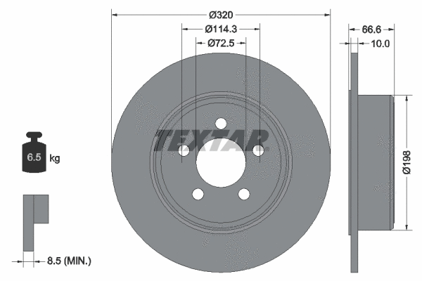 92234803 TEXTAR Тормозной диск (фото 1)
