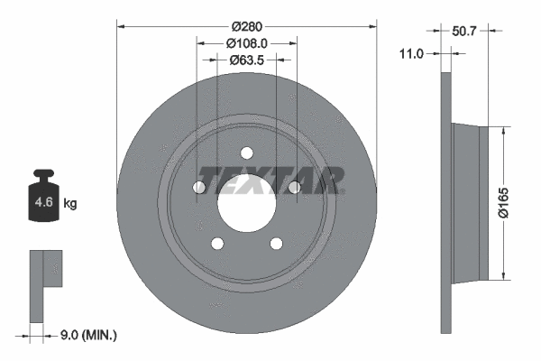 92238900 TEXTAR Тормозной диск (фото 1)