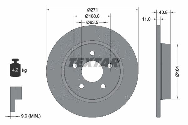 92239003 TEXTAR Тормозной диск (фото 1)