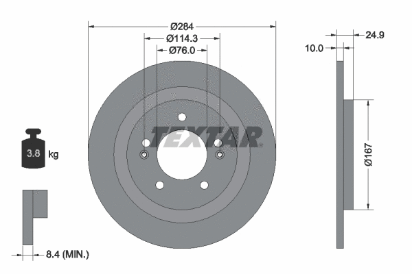 92239103 TEXTAR Тормозной диск (фото 1)