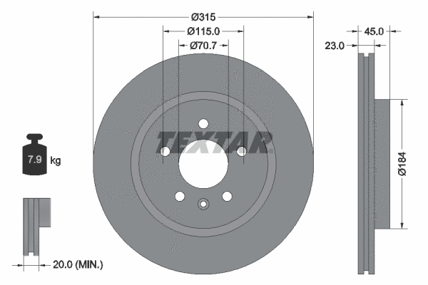 92239803 TEXTAR Тормозной диск (фото 1)