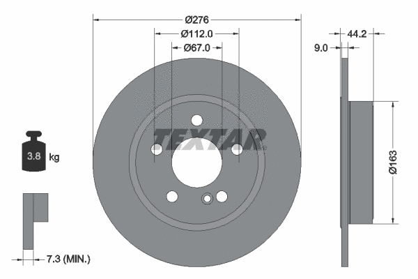 92241300 TEXTAR Тормозной диск (фото 1)