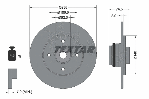 92242100 TEXTAR Тормозной диск (фото 1)