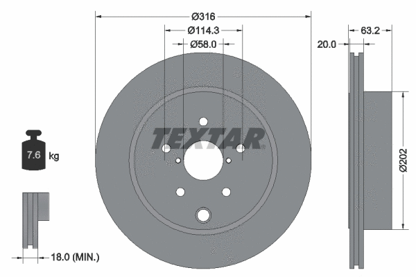 92243703 TEXTAR Тормозной диск (фото 1)