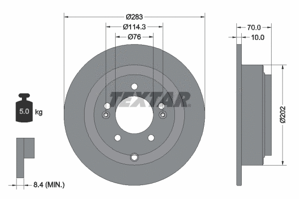 92244403 TEXTAR Тормозной диск (фото 1)