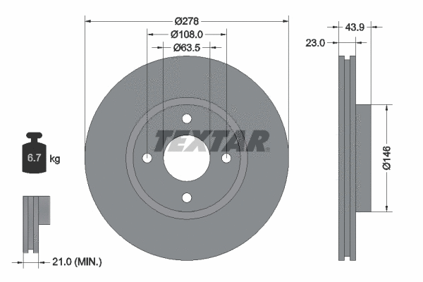 92252403 TEXTAR Тормозной диск (фото 1)