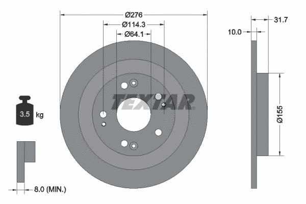92252603 TEXTAR Тормозной диск (фото 1)