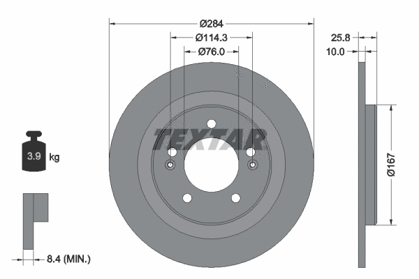 92252703 TEXTAR Тормозной диск (фото 1)