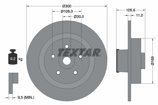 92252900 TEXTAR Тормозной диск (фото 1)