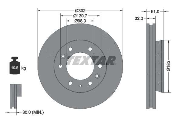 92253400 TEXTAR Тормозной диск (фото 1)