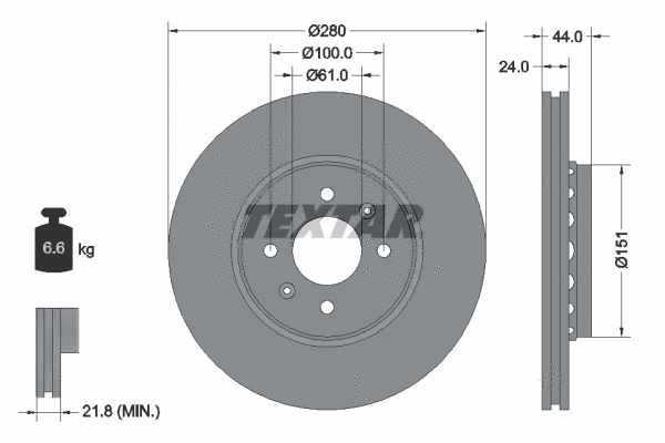 92254603 TEXTAR Тормозной диск (фото 1)