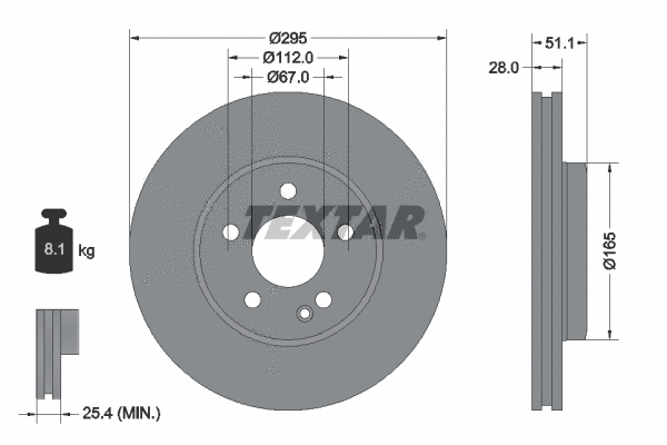 92254803 TEXTAR Тормозной диск (фото 1)