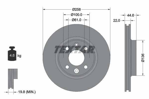 92255200 TEXTAR Тормозной диск (фото 1)