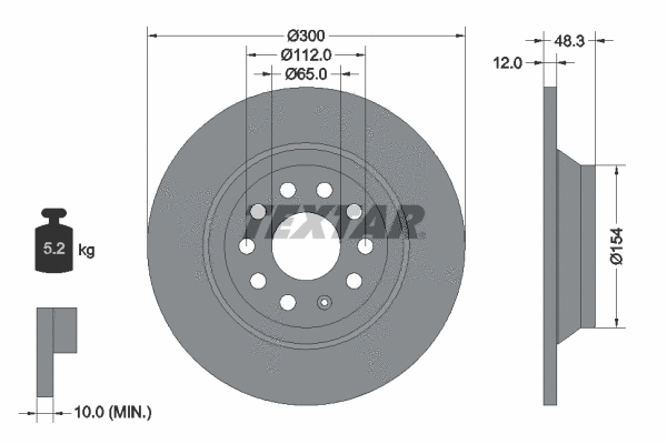 92255403 TEXTAR Тормозной диск (фото 1)