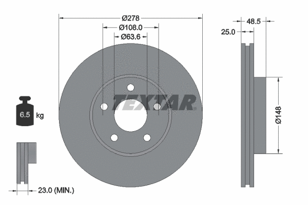 92255503 TEXTAR Тормозной диск (фото 1)