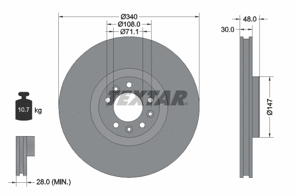 92256003 TEXTAR Тормозной диск (фото 1)