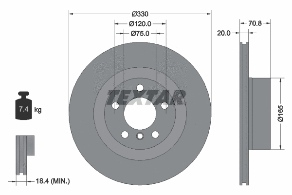 92256305 TEXTAR Тормозной диск (фото 1)