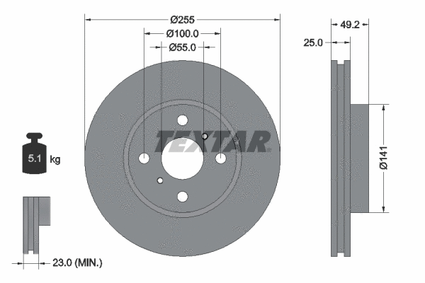 92261200 TEXTAR Тормозной диск (фото 1)