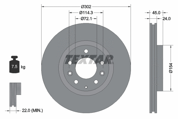 92261503 TEXTAR Тормозной диск (фото 1)