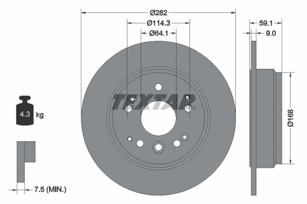 92261703 TEXTAR Тормозной диск (фото 1)