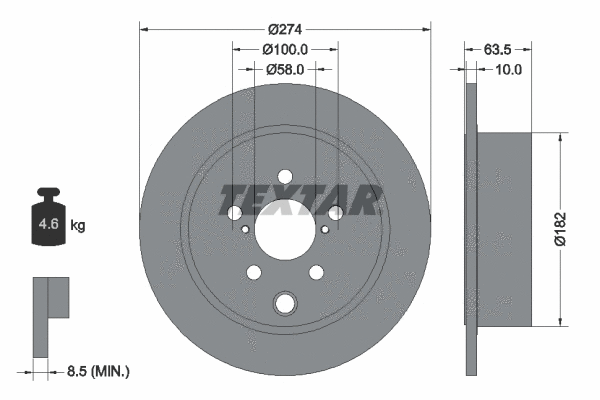 92262003 TEXTAR Тормозной диск (фото 1)